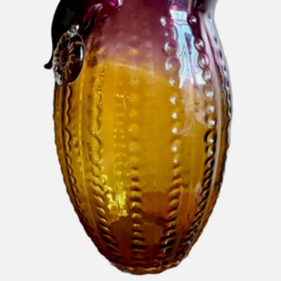 Pier 1 Art Verre Artisanal Owl Glass Vase 13" Owl Amber & Amethyst Ombre - Picture 3 of 5